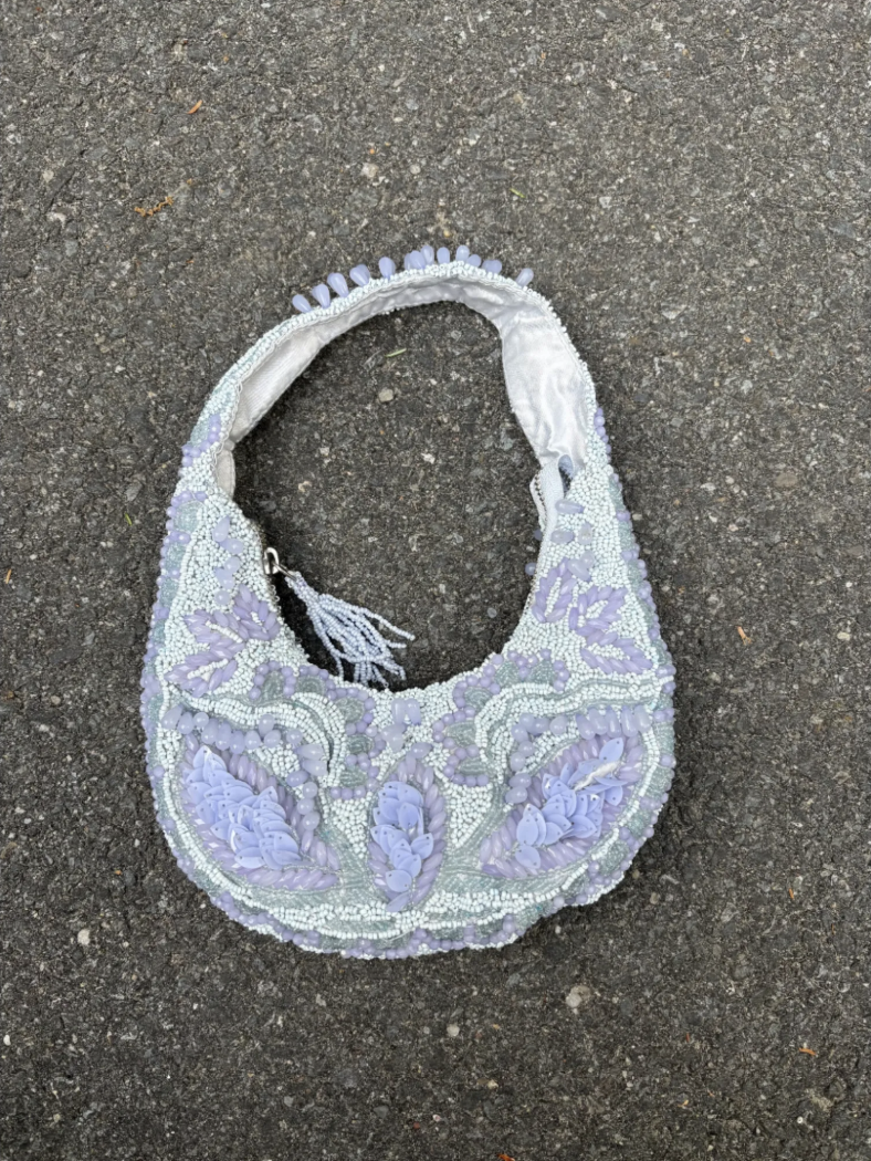 Lilac Beaded Shoulder Bag