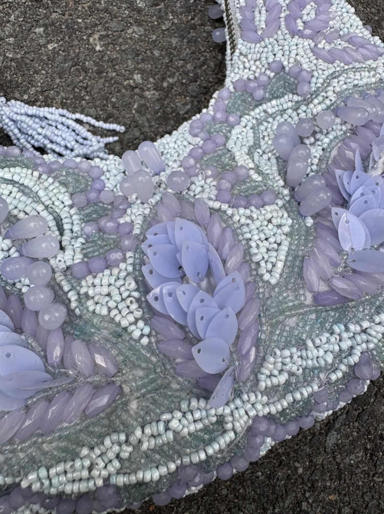 Lilac Beaded Shoulder Bag